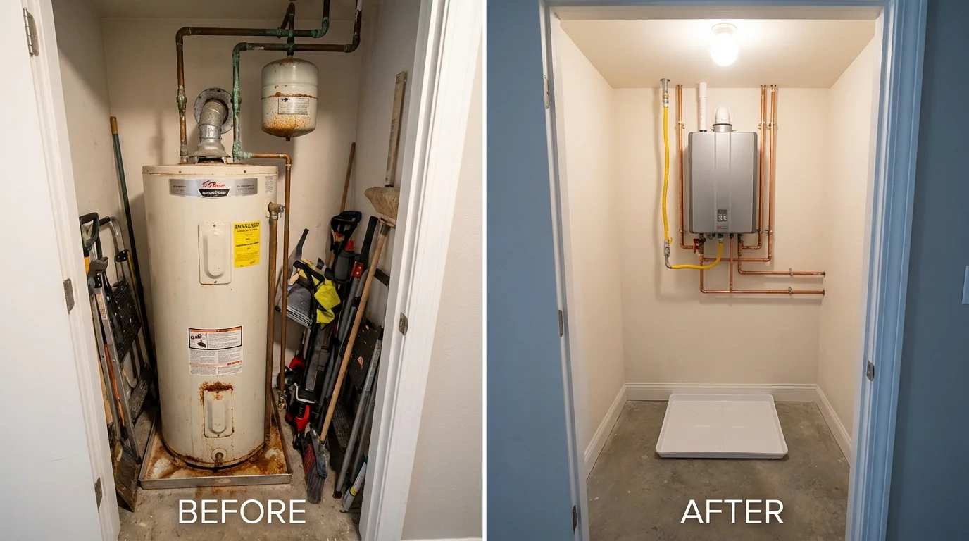 Tank water heater versus wall-mounted tankless unit comparison for Carthage, NY homeowners